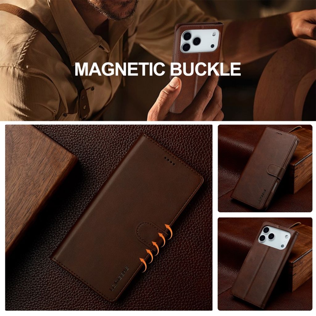 LC.IMEEKE iPhone 17 Pro Max Pungetui med Stativ - Brun