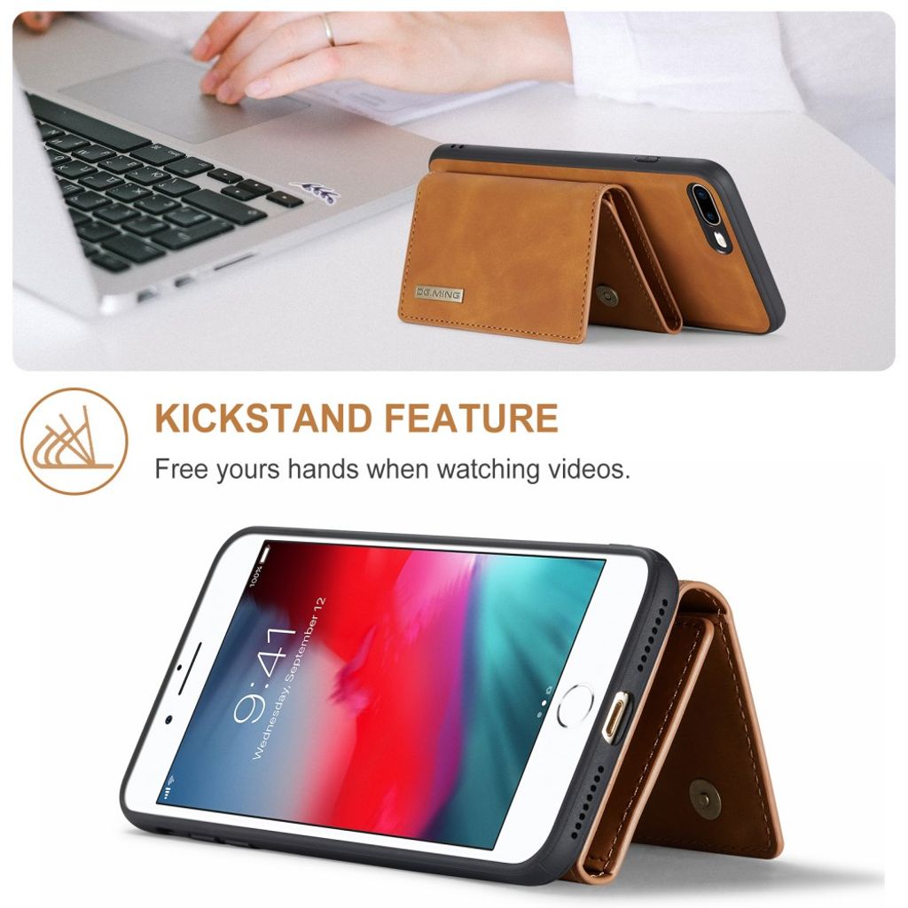 DG.MING iPhone 7 Plus / 8 Plus Kuori Lompakko - Ruskea