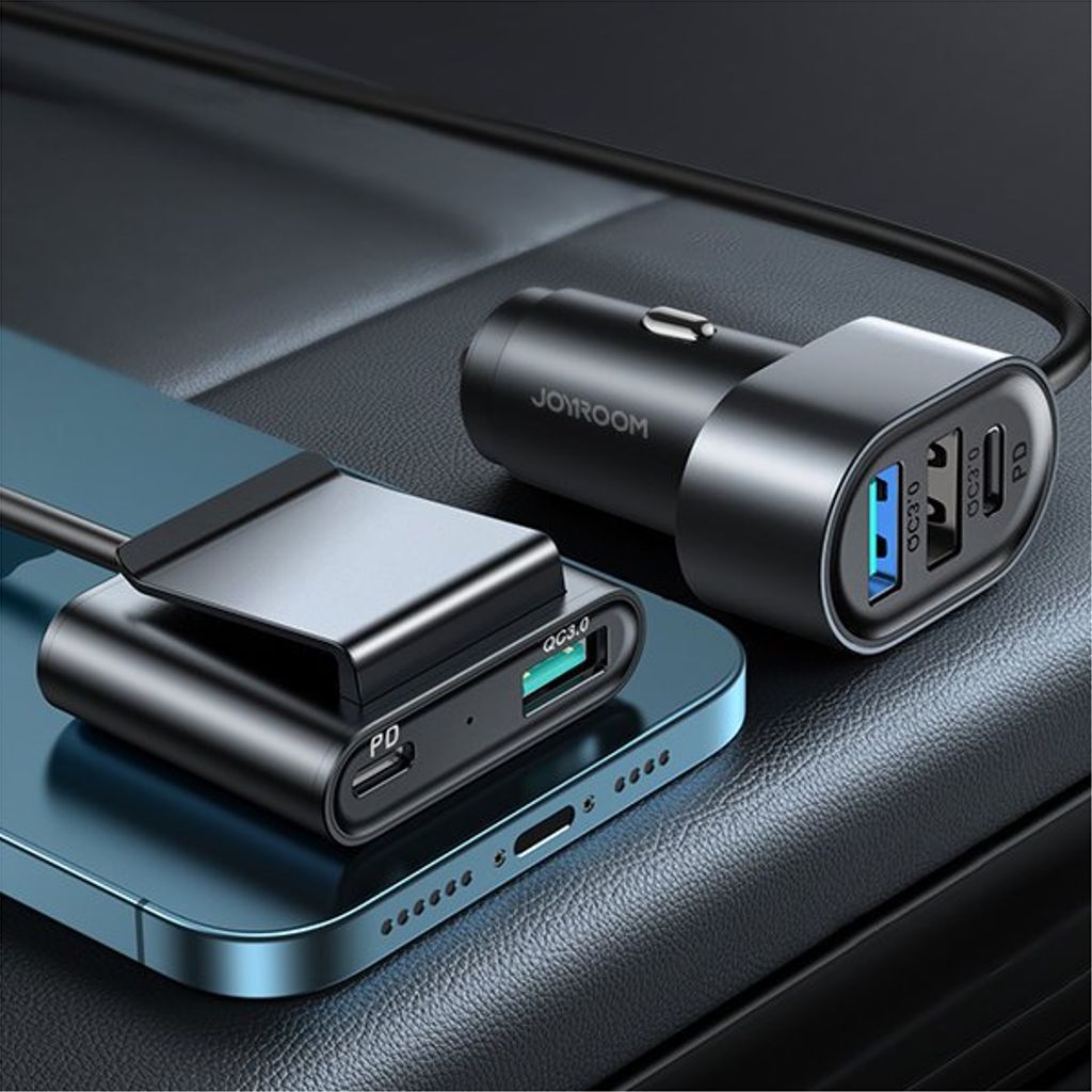 Joyroom car charger 2xPD + 2xQC3.0 72W 1.5m sort (JR-CL05)
