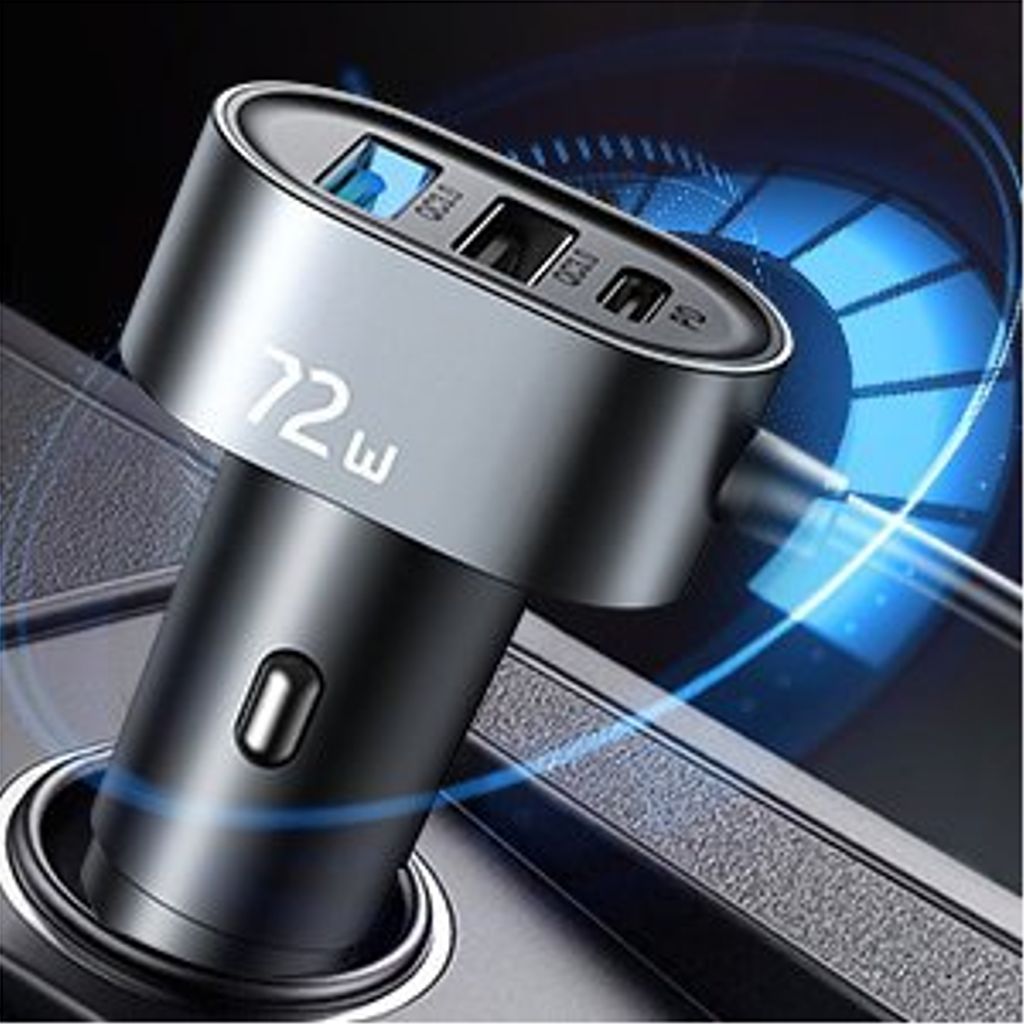 Joyroom car charger 2xPD + 2xQC3.0 72W 1.5m sort (JR-CL05)