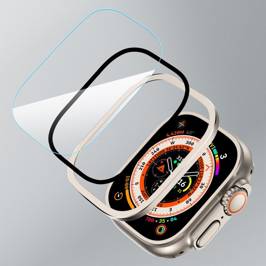 Apple Watch Ultra 3/Ultra 2/Ultra 49 mm skjermbeskytter i herdet glass – grå