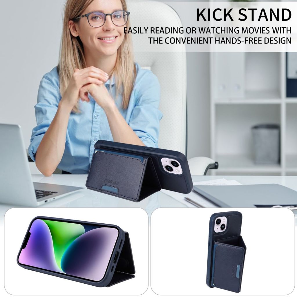 BETOPNICE iPhone 14 Plus MagSafe Lommebokdeksel - Blå