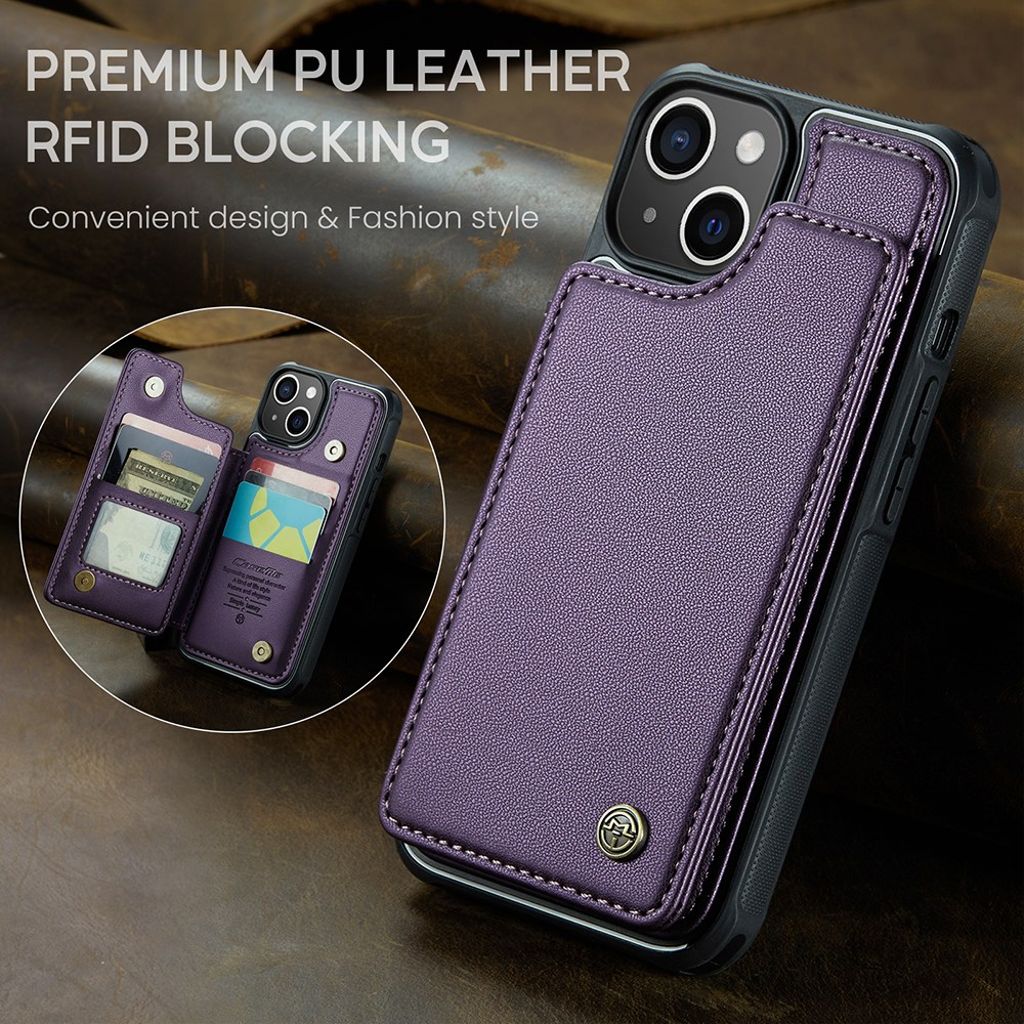 CASEME C22 iPhone 14 Plus Lompakkokuori RFID-estävä – Violetti