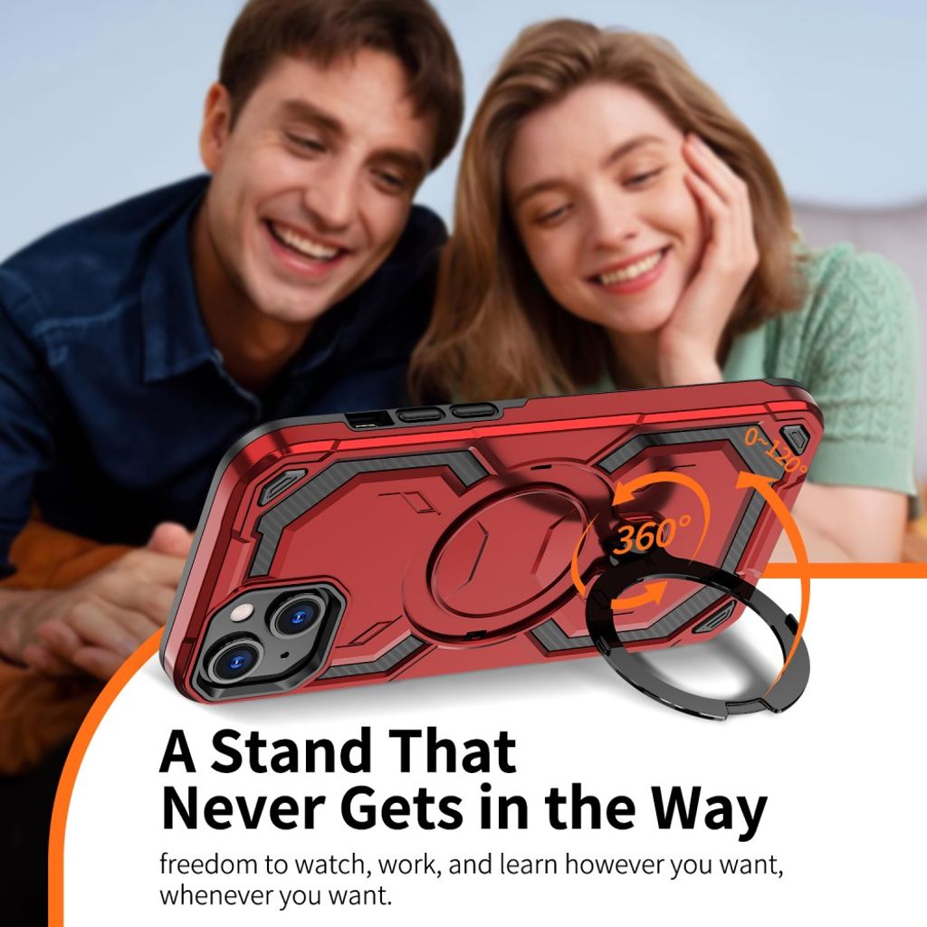 iPhone 13 Magnetic Case Ring Kickstand - Red