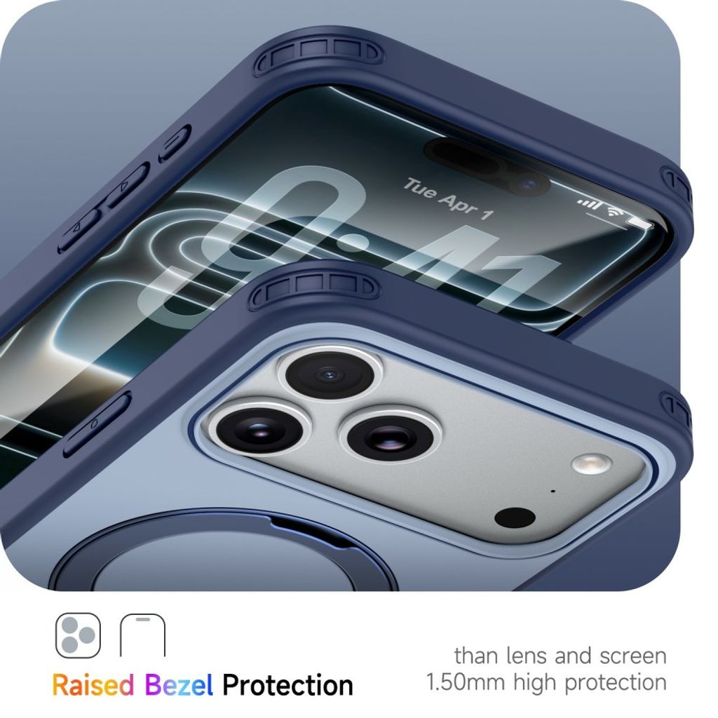 iPhone 18 Pro Max/17 Pro Max MagSafe Skal med Stativ - Blå