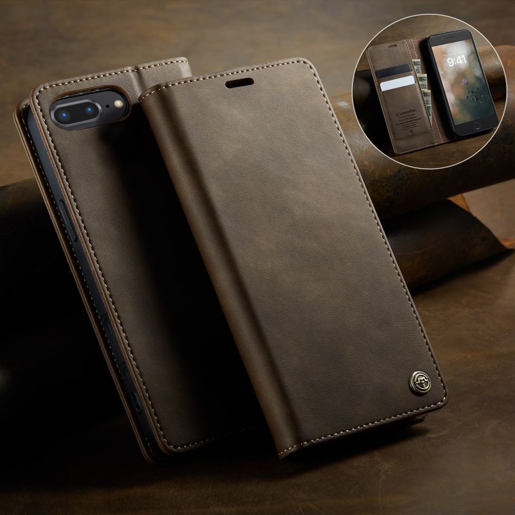 CASEME iPhone 6 Plus / 7 Plus / 8 Plus Fodral med Stativ - Brun