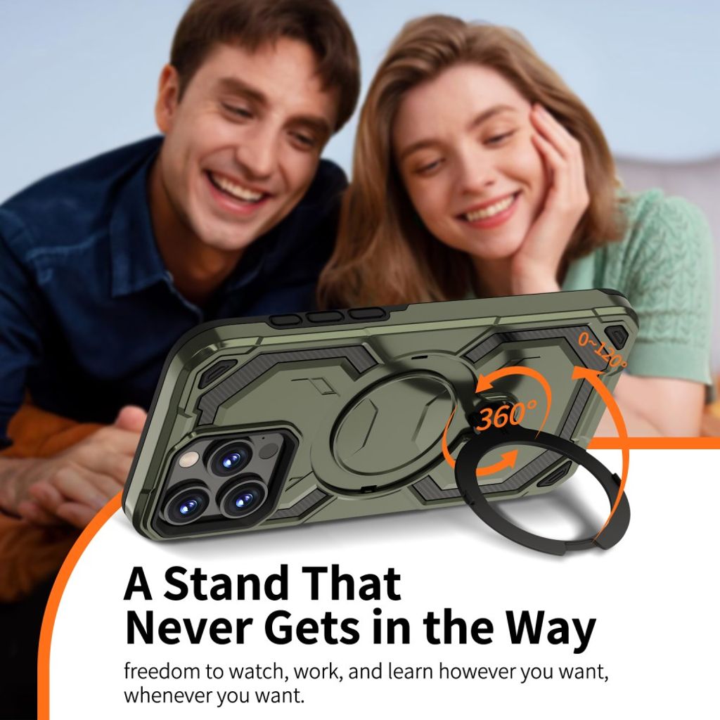 iPhone 13 Pro Max Kuori Magneettinen Ring Jalusta - Vihreä