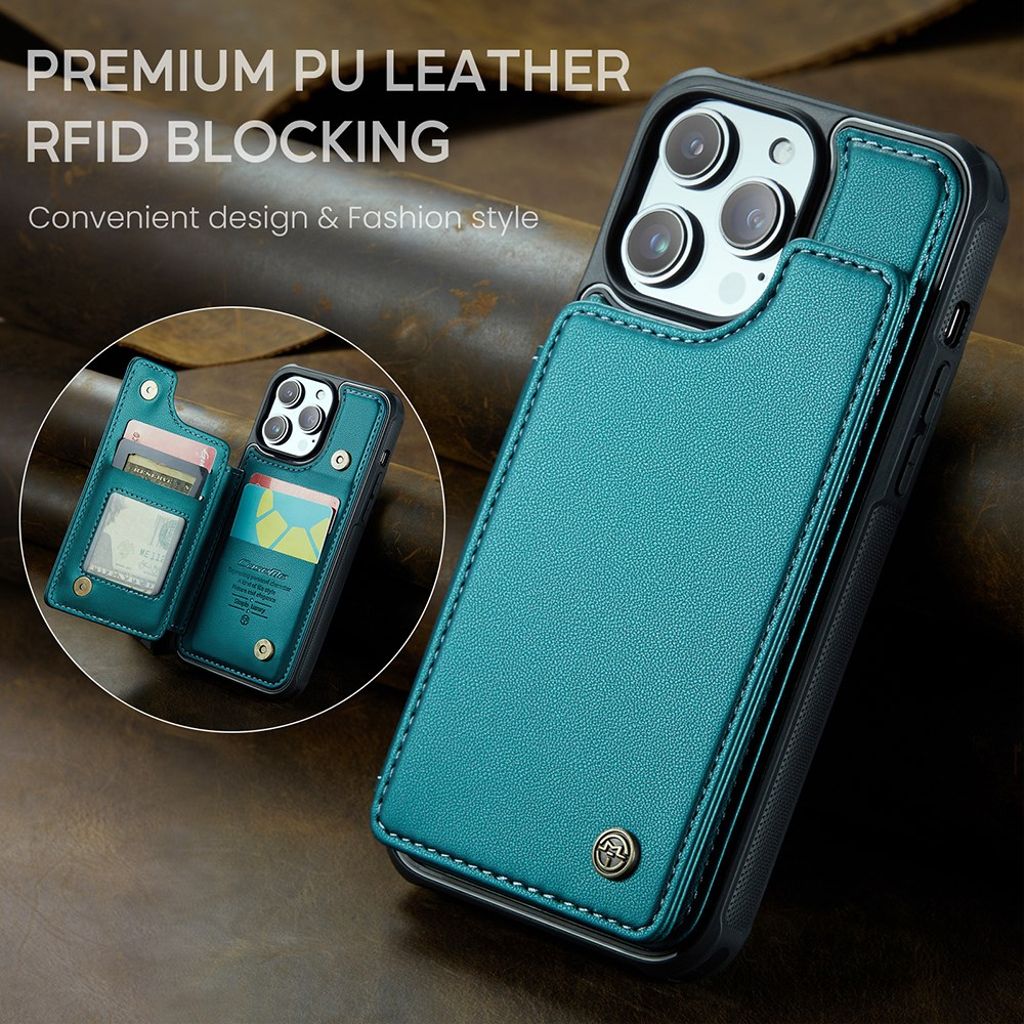 iPhone 13 Pro Kuori CASEME C22 Lompakkokuori RFID-estävä – Vihreä