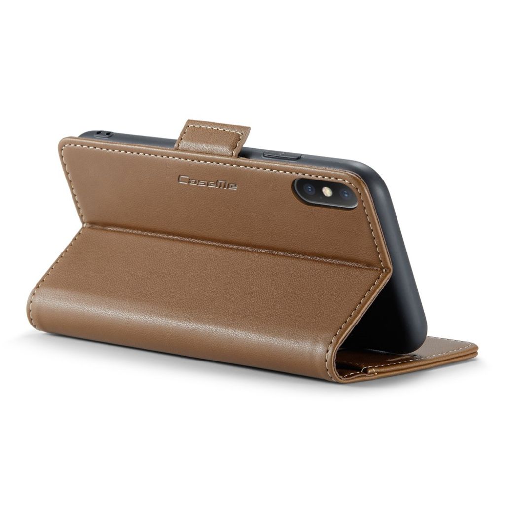 CASEME iPhone XS Max Pungetui m. 3 Kortplads & RFID-blokering – Brun
