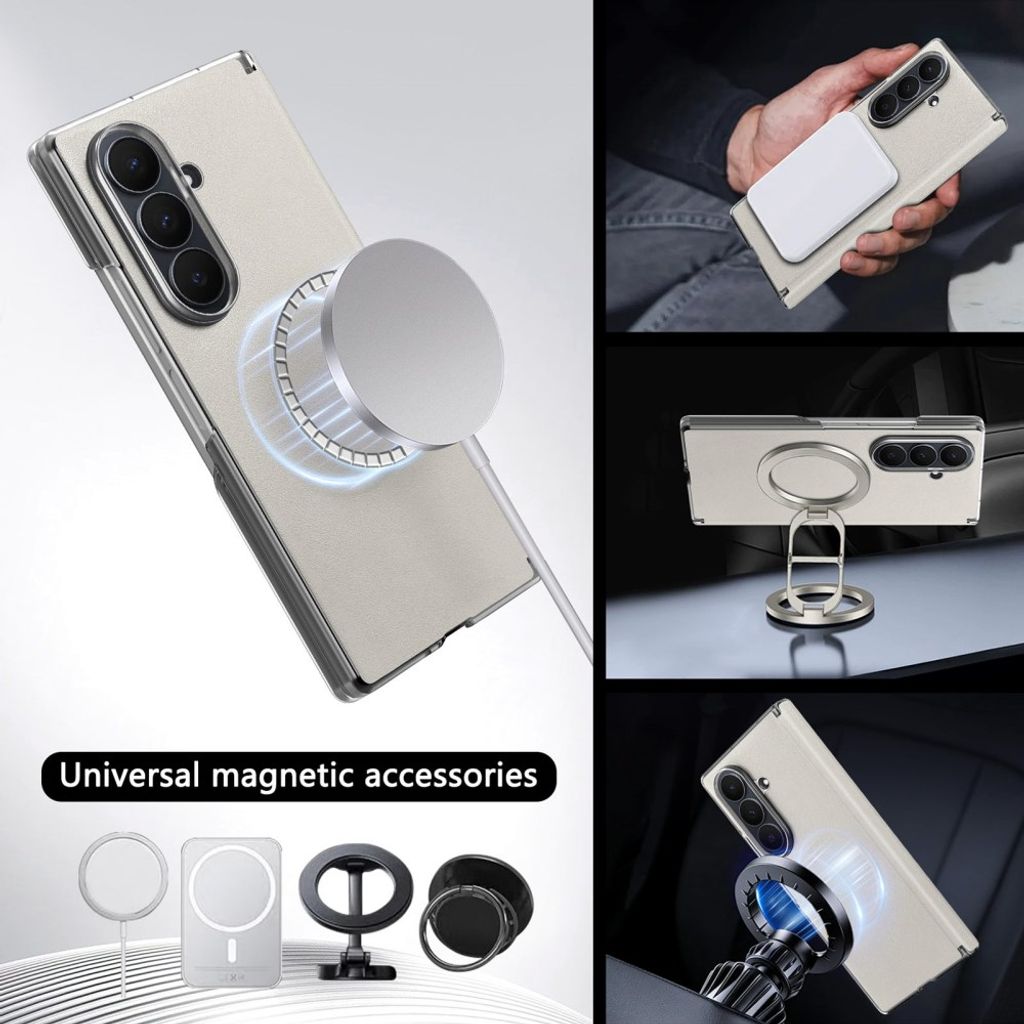 Samsung Galaxy Z Fold8 Ultra MagSafe Kuori PU-nahkaa - Beige