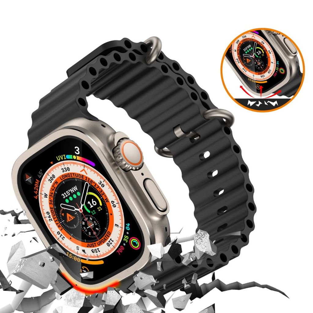 Apple Watch Ultra 3/Ultra 2/Ultra 49 mm skjermbeskytter i herdet glass – grå