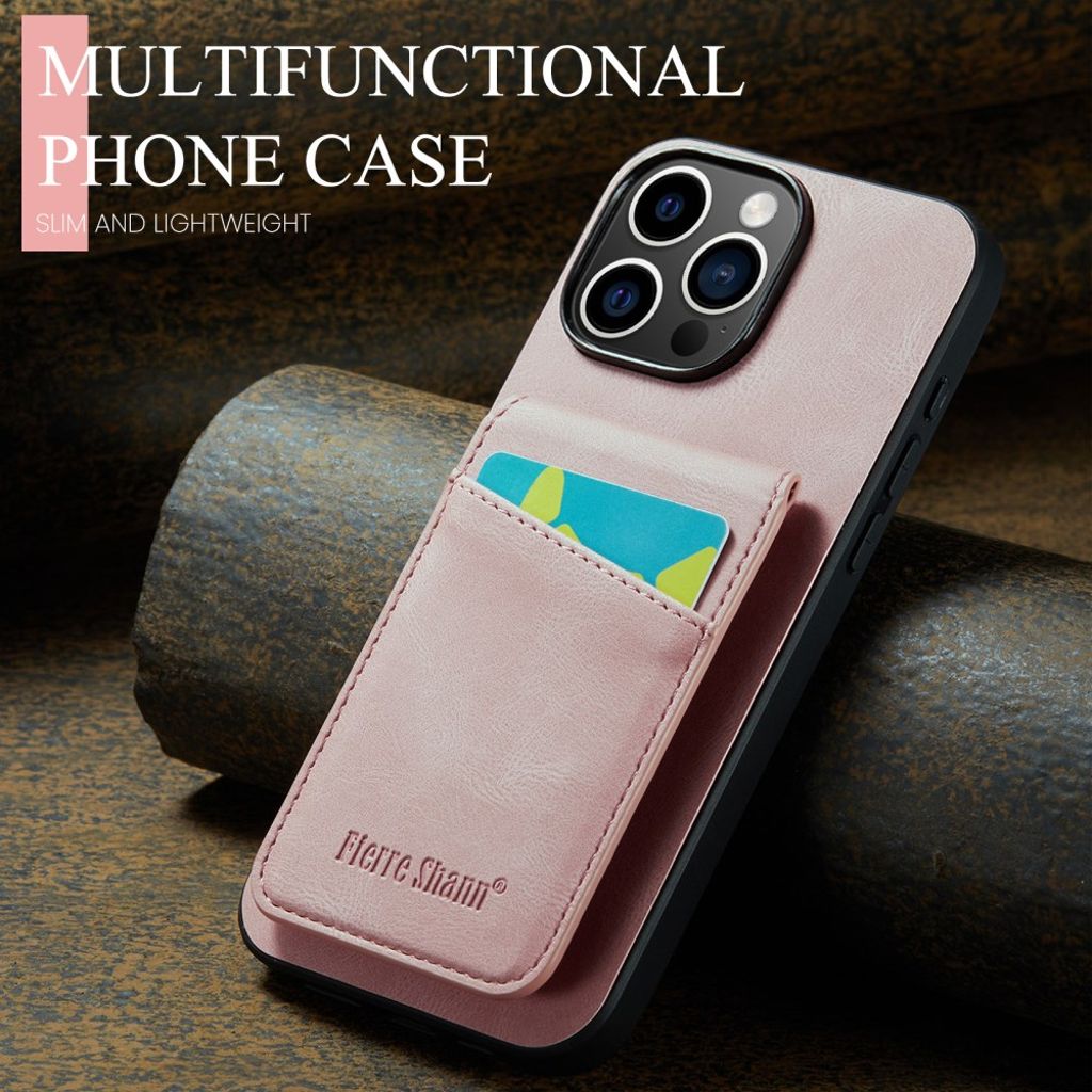FIERRE SHANN iPhone 16 Pro Deksel med Kortspor - Rosa