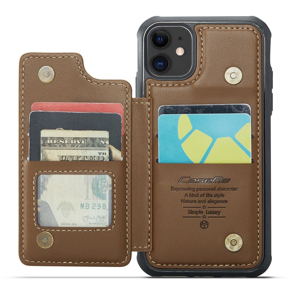 CASEME iPhone 11 Kuori 5 Korttipaikka - Ruskea