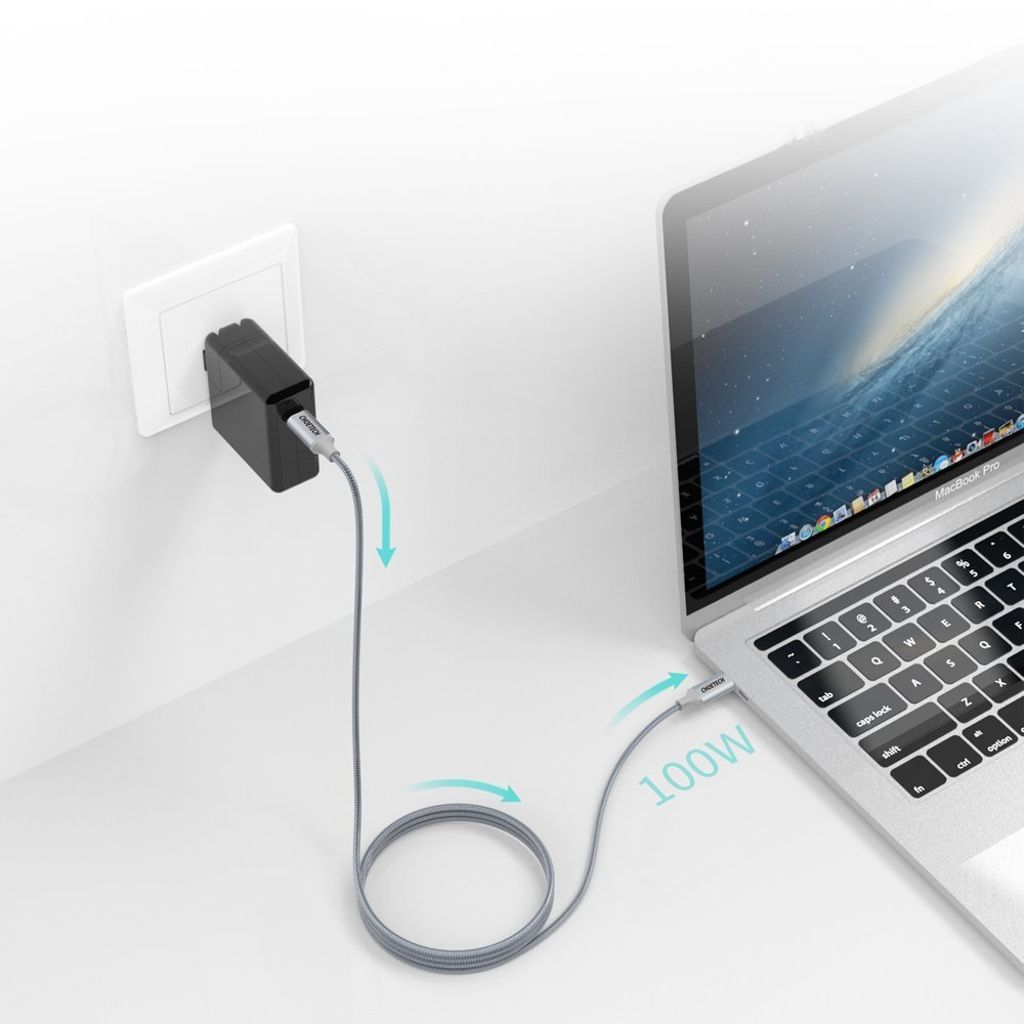 Choetech XCC-1002-GY USB-C til USB-C kabel 100W 1,8m – Grå