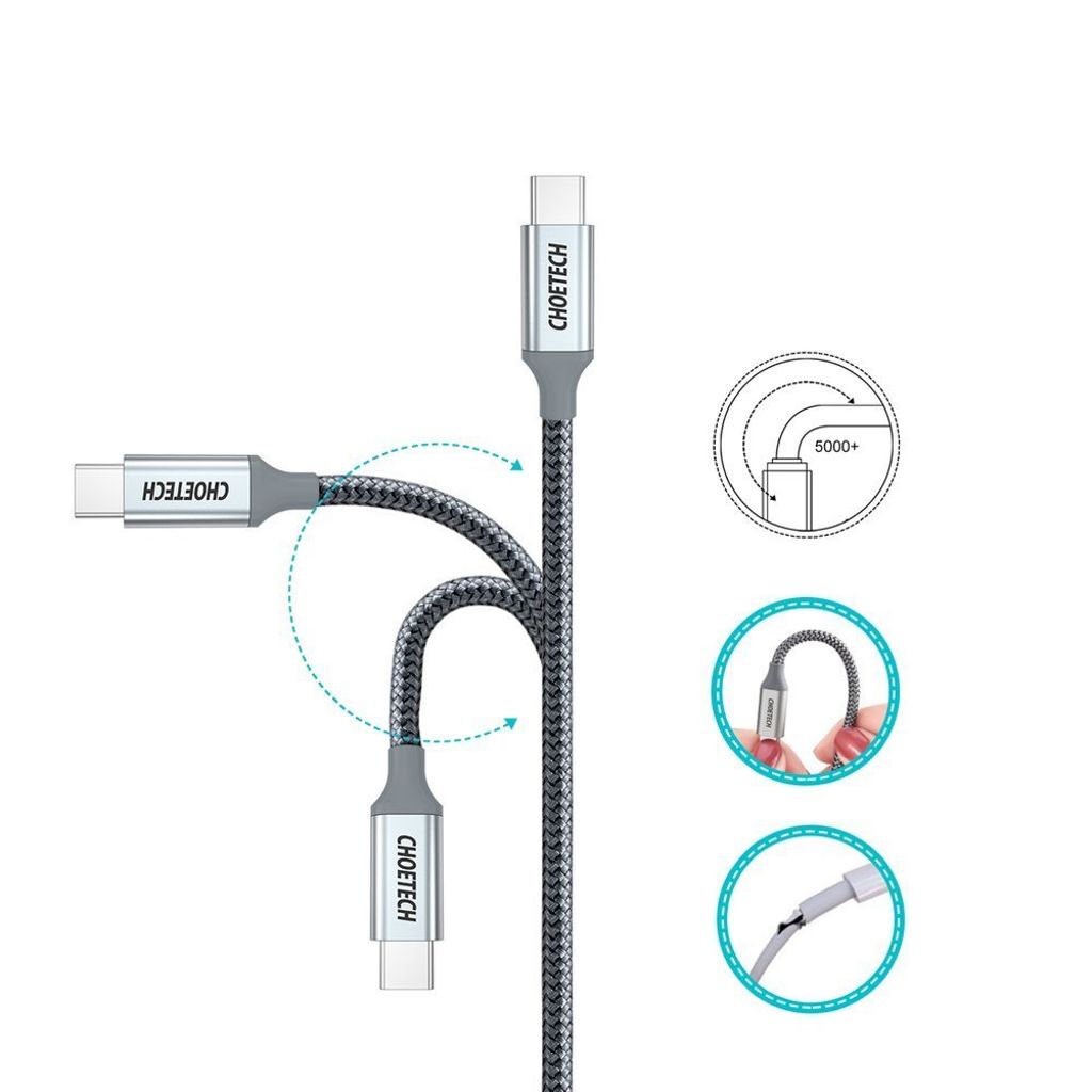Choetech XCC-1002-GY USB-C til USB-C kabel 100W 1,8m – Grå