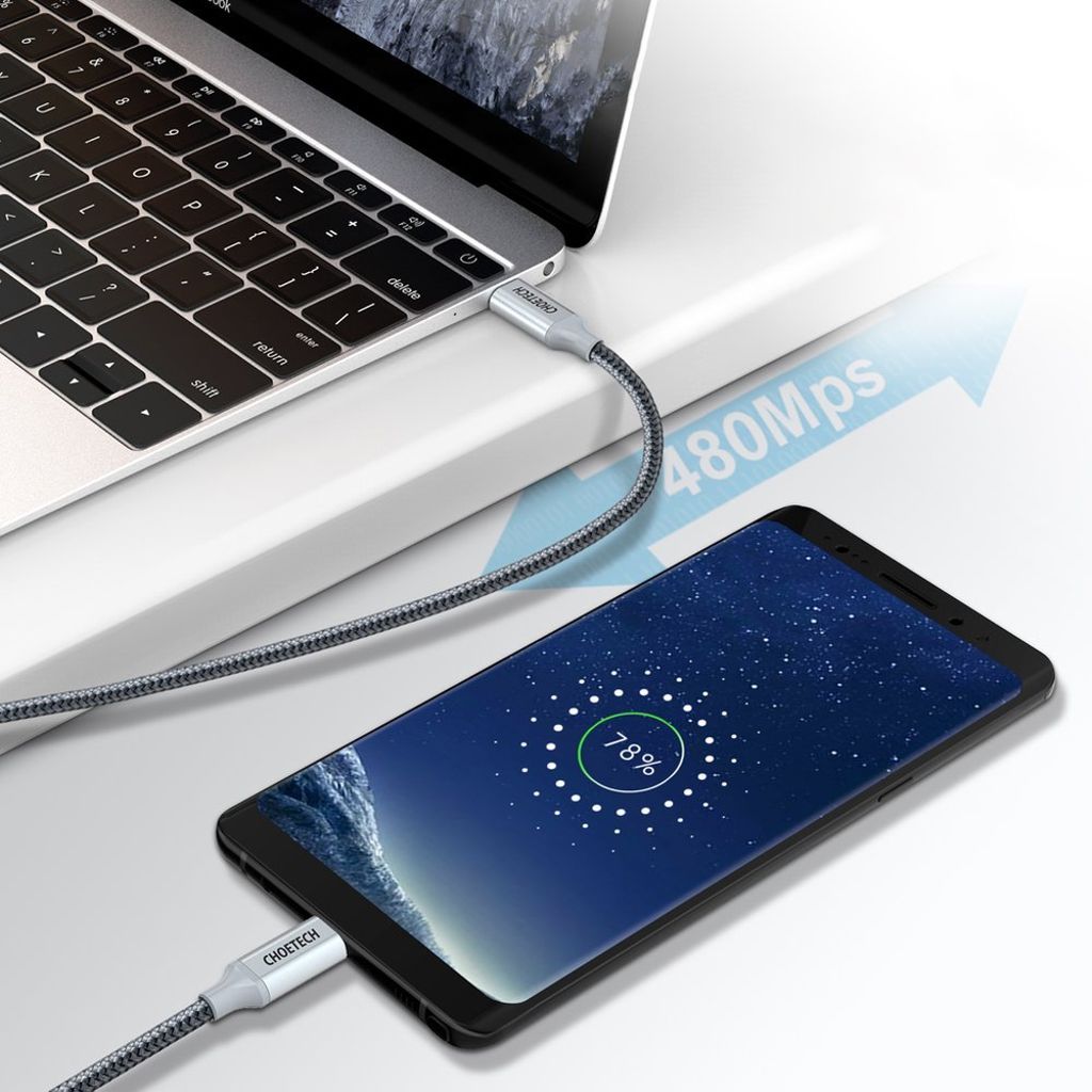 Choetech XCC-1002-GY USB-C til USB-C kabel 100W 1,8m – Grå