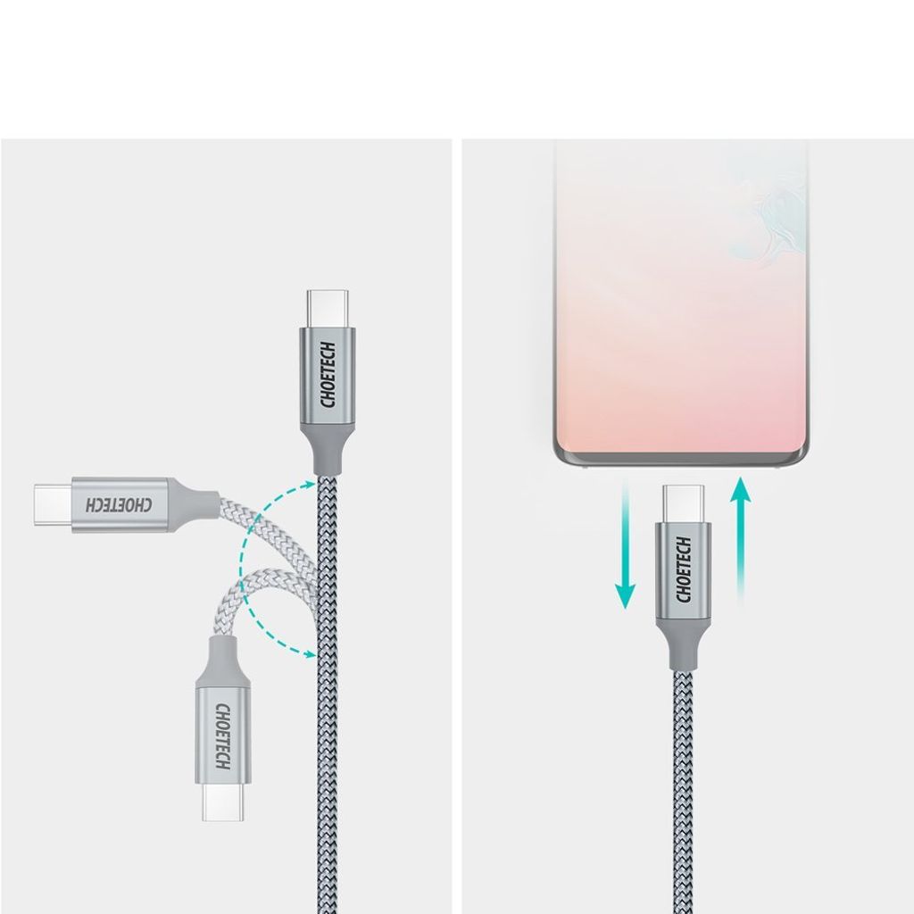 Choetech XCC-1002-GY USB-C til USB-C kabel 100W 1,8m – Grå