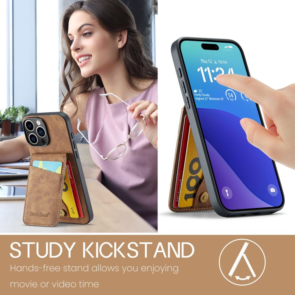 FIERRE SHANN iPhone 16 Pro Deksel med Kortspor - Brun