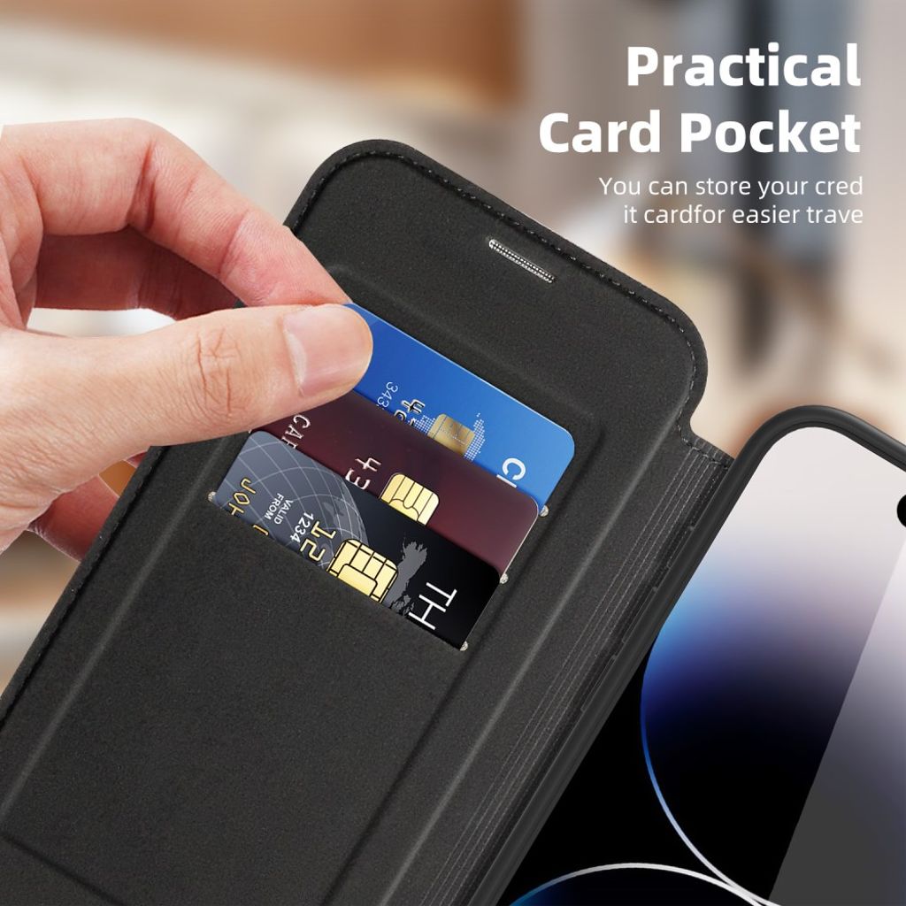 iPhone 14 Pro Max Wallet Cover MagSafe RFID Blocking - Black