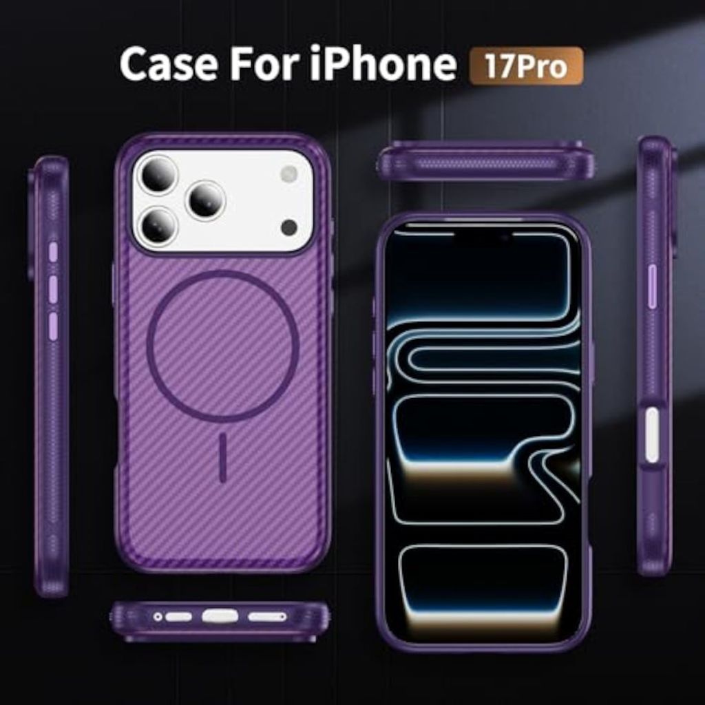 iPhone 18 Pro/17 Pro MagSafe Kuori hiilikuitupinta - Violetti