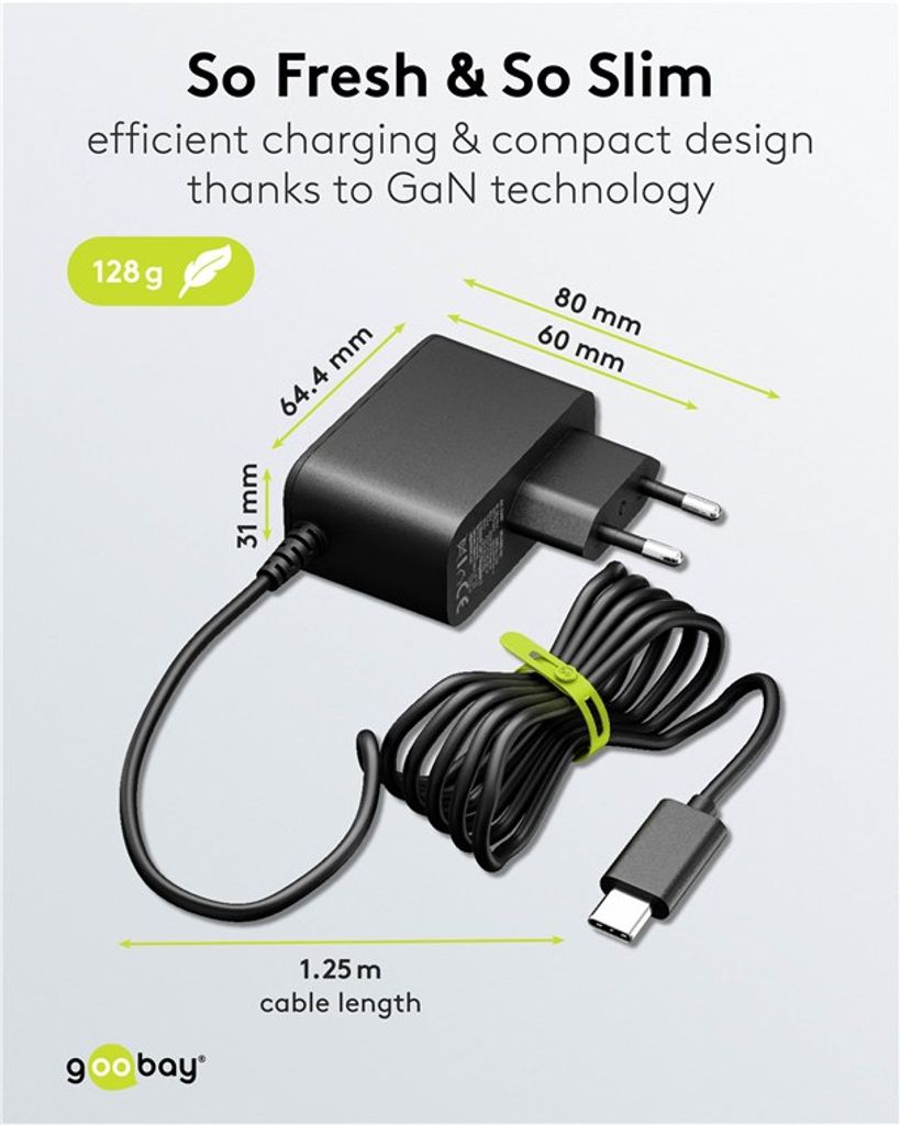 Goobay GaN strømforsyning 27 W til Raspberry Pi 5