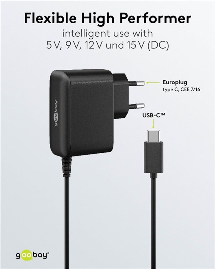 Goobay GaN strømforsyning 27 W til Raspberry Pi 5