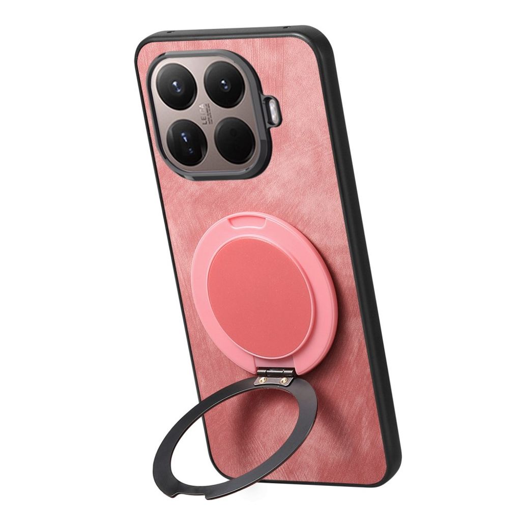 Xiaomi 17T Pro Skal i PU-läder med ringstativ - Rosa