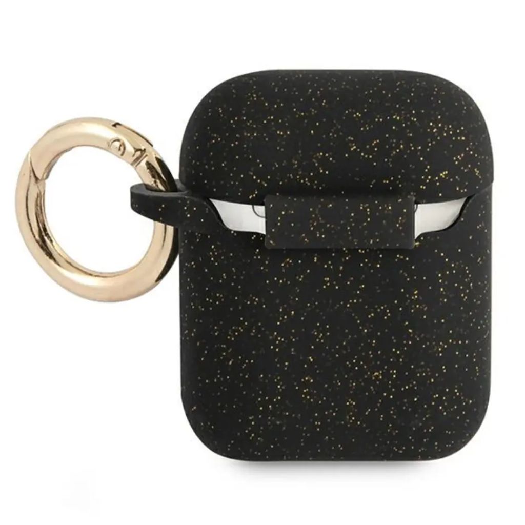 Guess Glitter Silikon Fodral till AirPods 1/2 - Svart