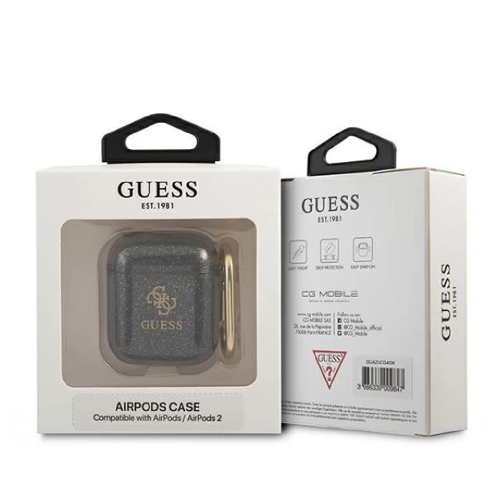 Guess Glitter Fodral till AirPods 1/2 - Svart