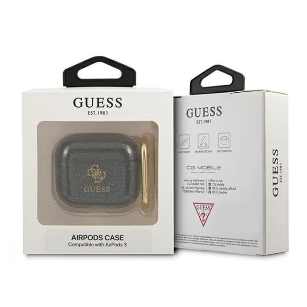 Guess Glitter Fodral till Airpods 3 - Svart