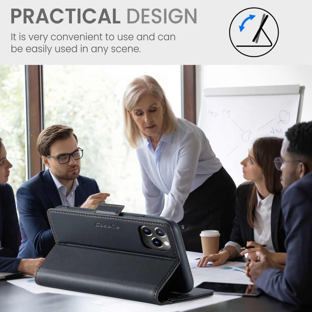 CASEME iPhone 11 Pro Max Lompakkokotelo RFID-esto 3 Korttipaikkaa – Musta