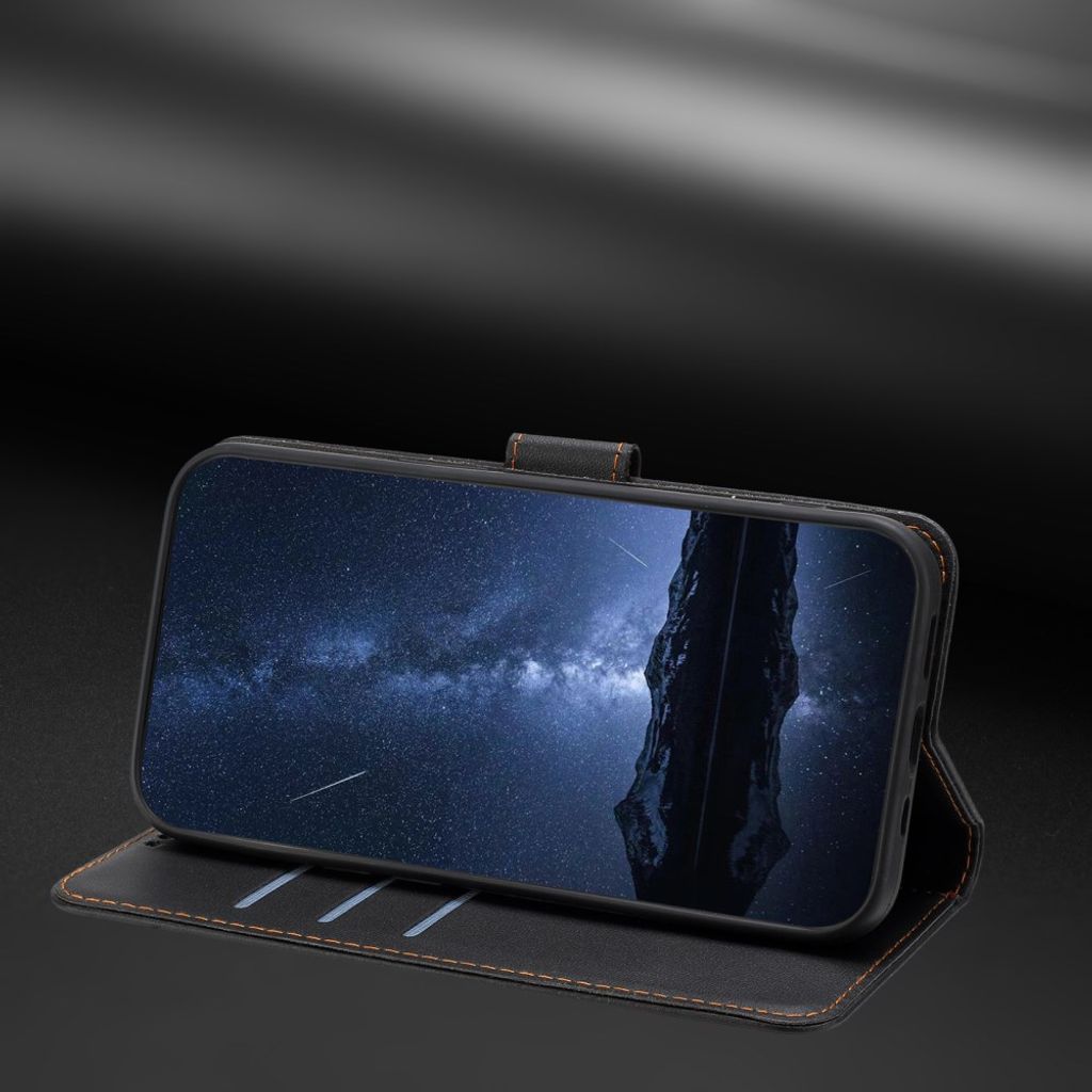 iPhone 18 Pro/17 Pro Lompakkokotelo PU nahka - Musta