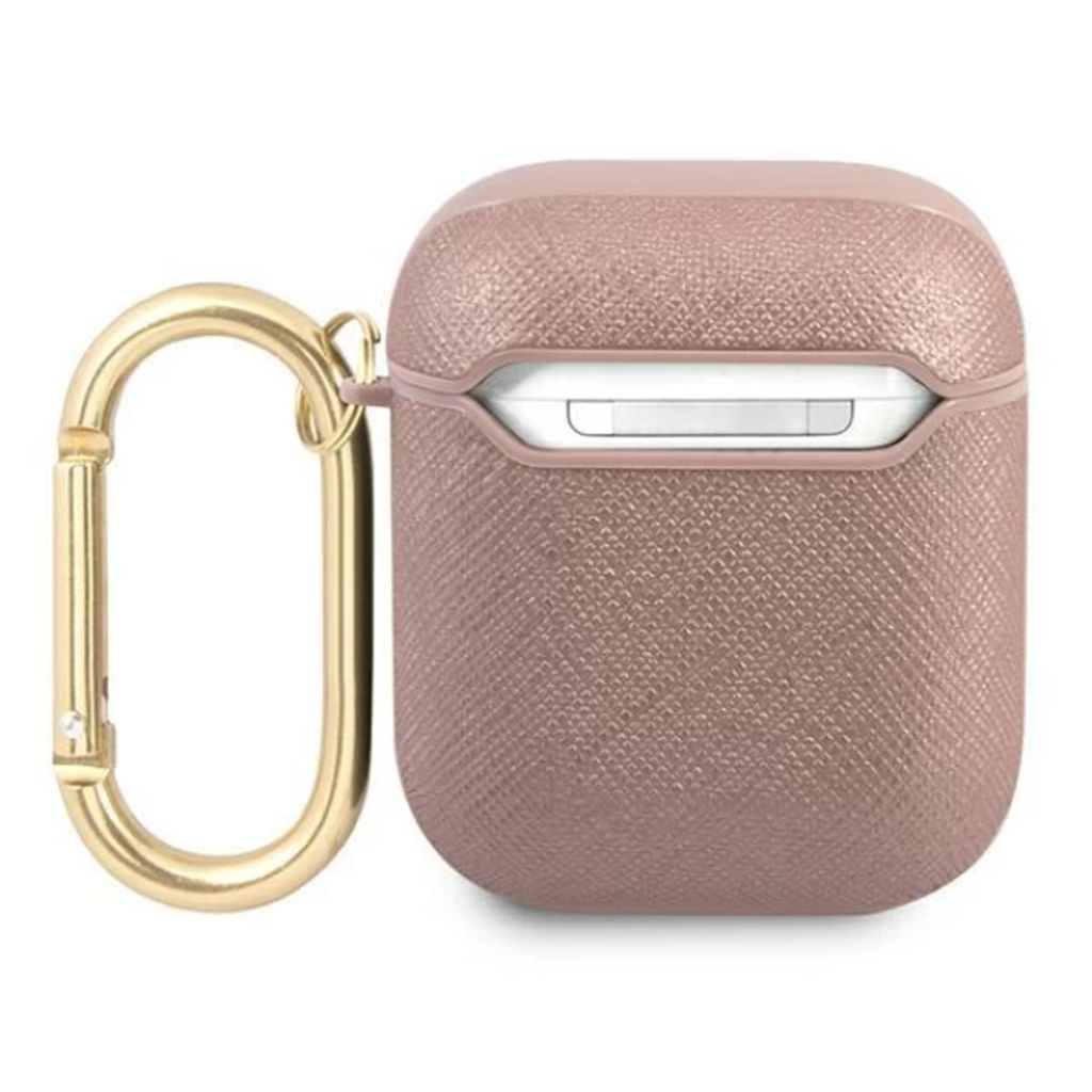 Guess Saffiano Script Etui till AirPods 1/2 - Lyserød