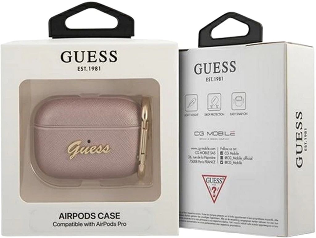 Guess Saffiano Script Fodral till AirPods Pro - Rosa