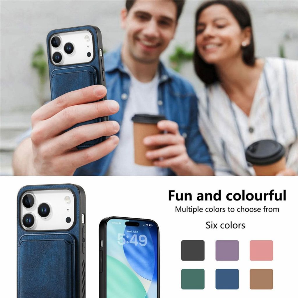 iPhone 17 Pro Max 2-i-1 Lommebokdeksel med Kortholder - Blå