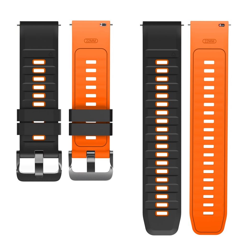 Huawei Watch GT5/GT5 Pro/Galaxy Watch3 jne. Silikoninen kellonranneke – Musta/Oranssi
