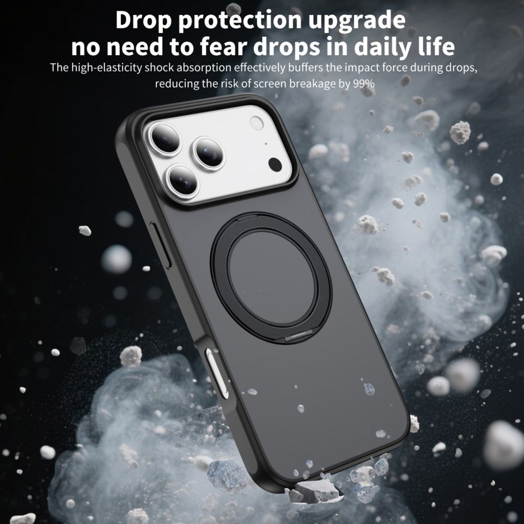 iPhone 18 Pro/17 Pro MagSafe Deksel med ringstøtte - Svart