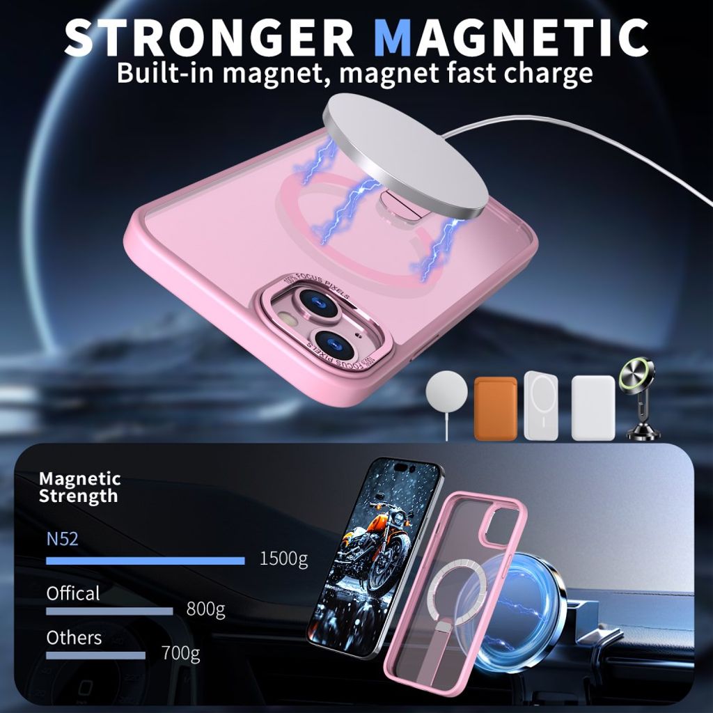 iPhone 14 Plus MagSafe-deksel med stativ – Rosa