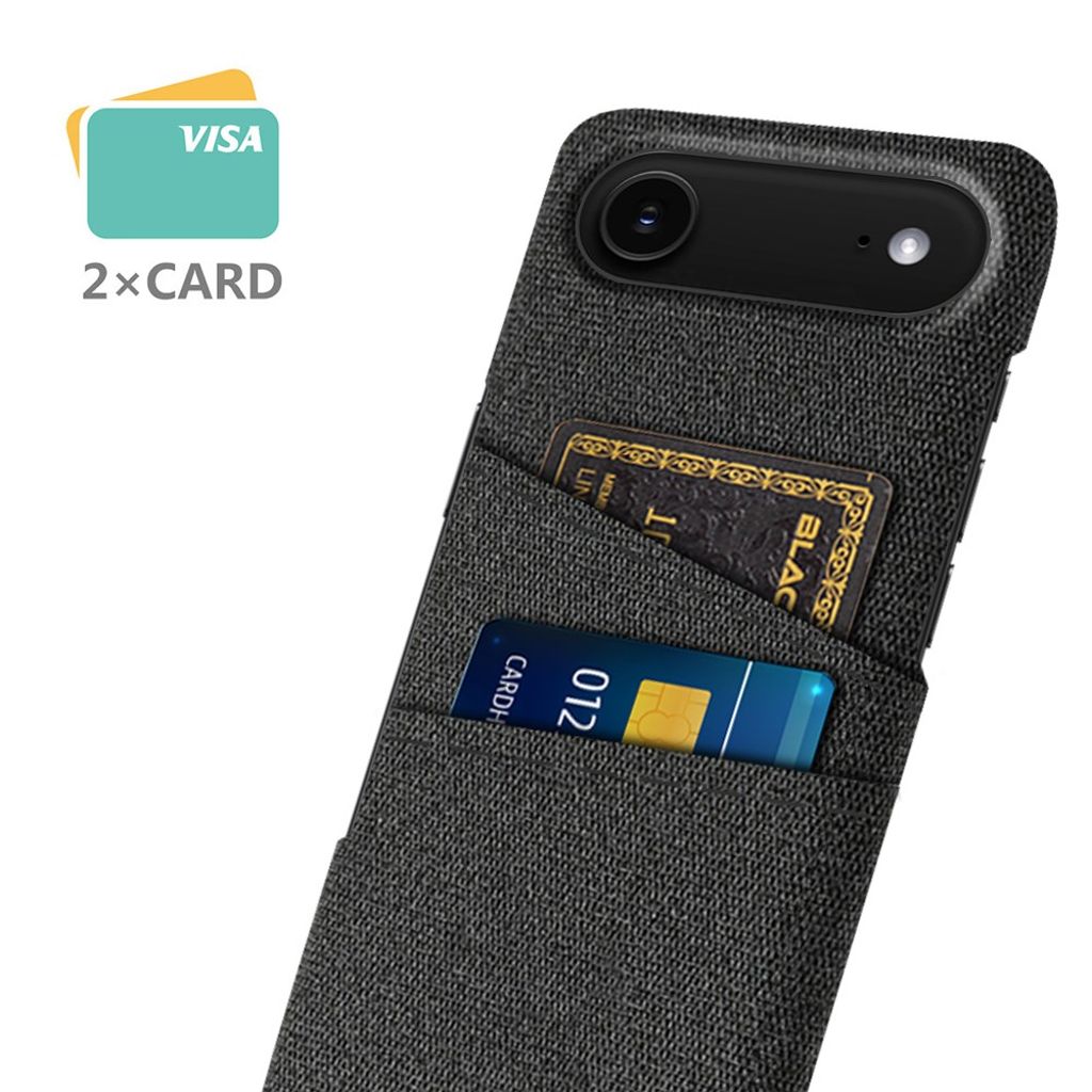 iPhone 17 Air Kuori, Tekstiili, 2 Korttipaikka - musta