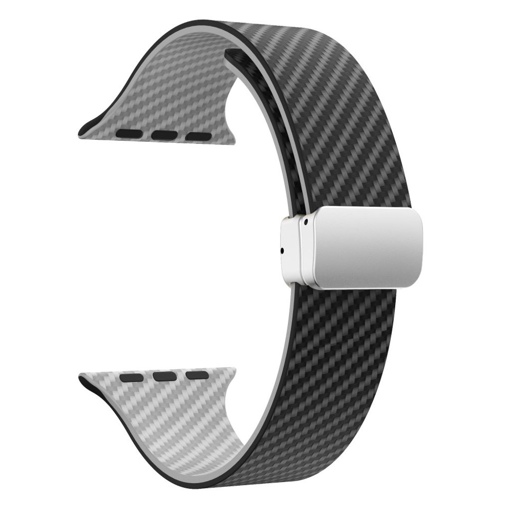 Apple Watch 42 / 41/ 40 / 38mm Klockarmband kolfibertextur - Svart/Grå