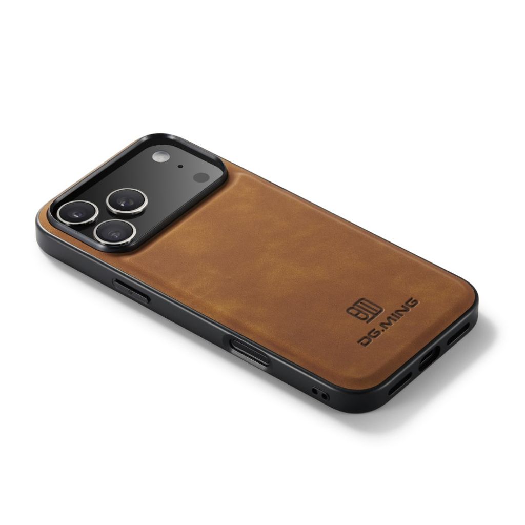 DG.MING iPhone 18 Pro Max/17 Pro Max Deksel med PU-lær - Lysbrun