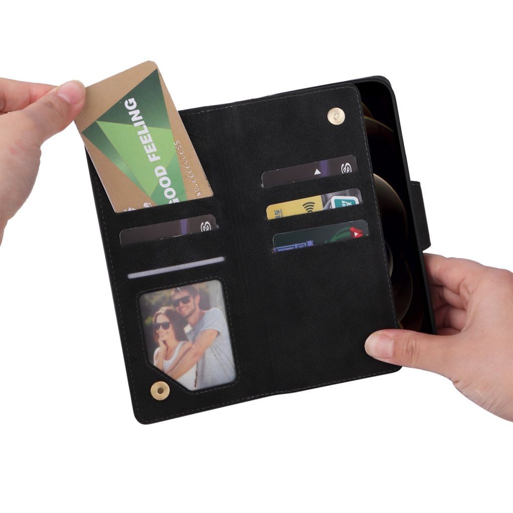 iPhone 12 Pro Max Kotelo Jalusta - Musta