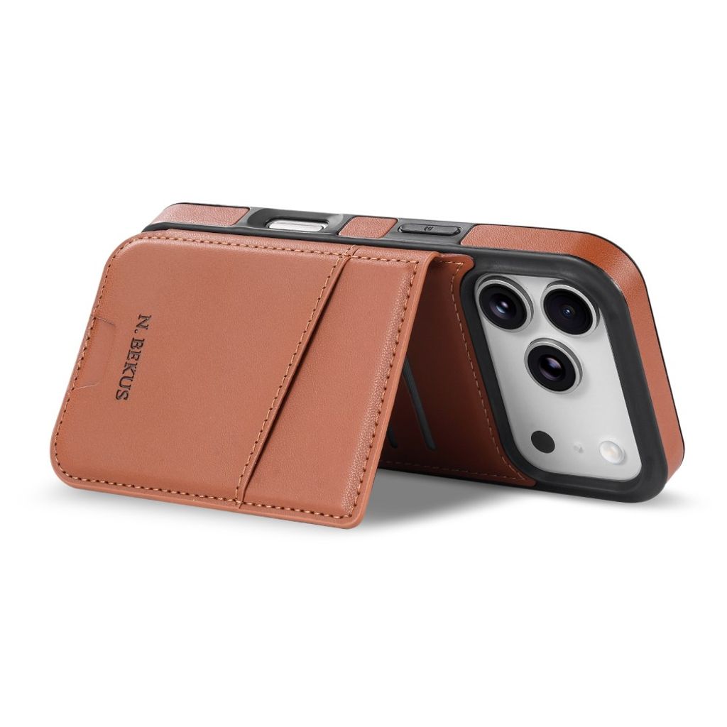 N.BEKUS iPhone 18 Pro Max/17 Pro Max Lompakkokuori RFID-suojauksella - Ruskea