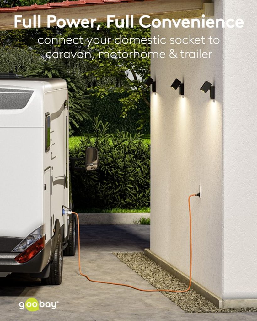 Goobay CEE adapterkabel, CEE koppling till säkerhetsplugg (typ E/F), 5m