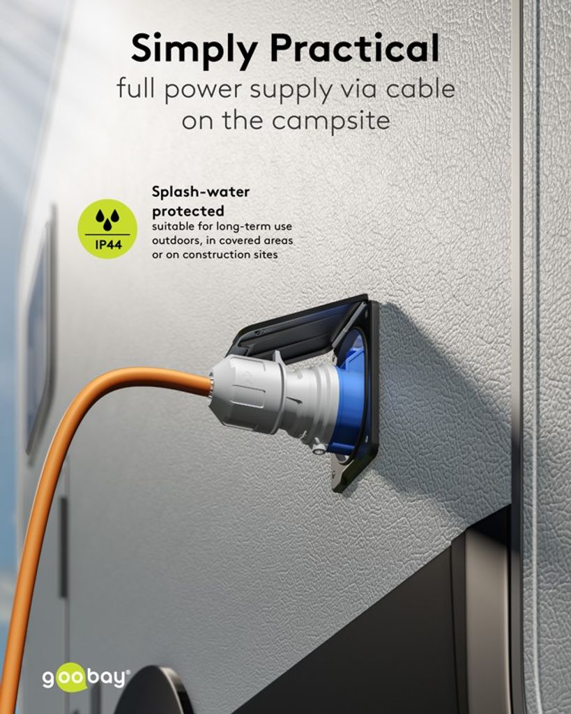 Goobay CEE adapterkabel, CEE koppling till säkerhetsplugg (typ E/F), 5m