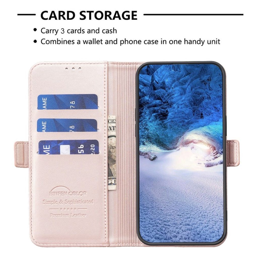 iPhone 18 Pro/17 Pro Lompakkokotelo magneettisella sulkimella - Vaaleanpunainen
