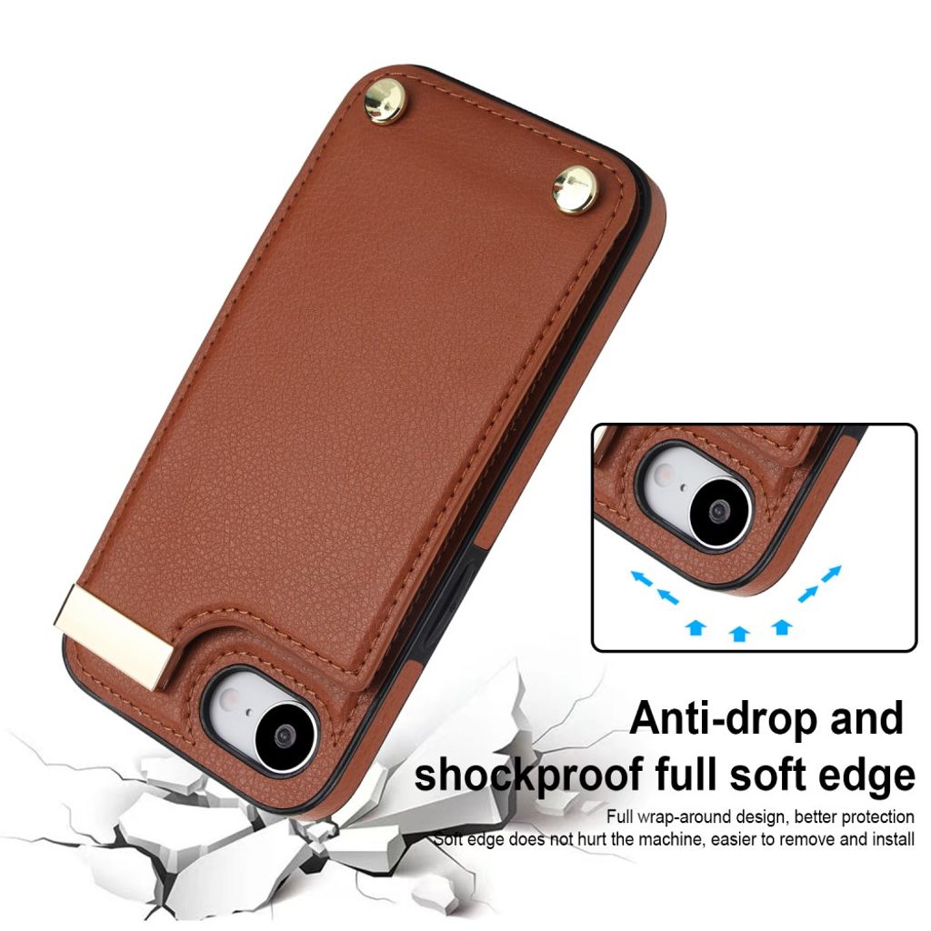 iPhone 16e Case with Card Holder - Brown