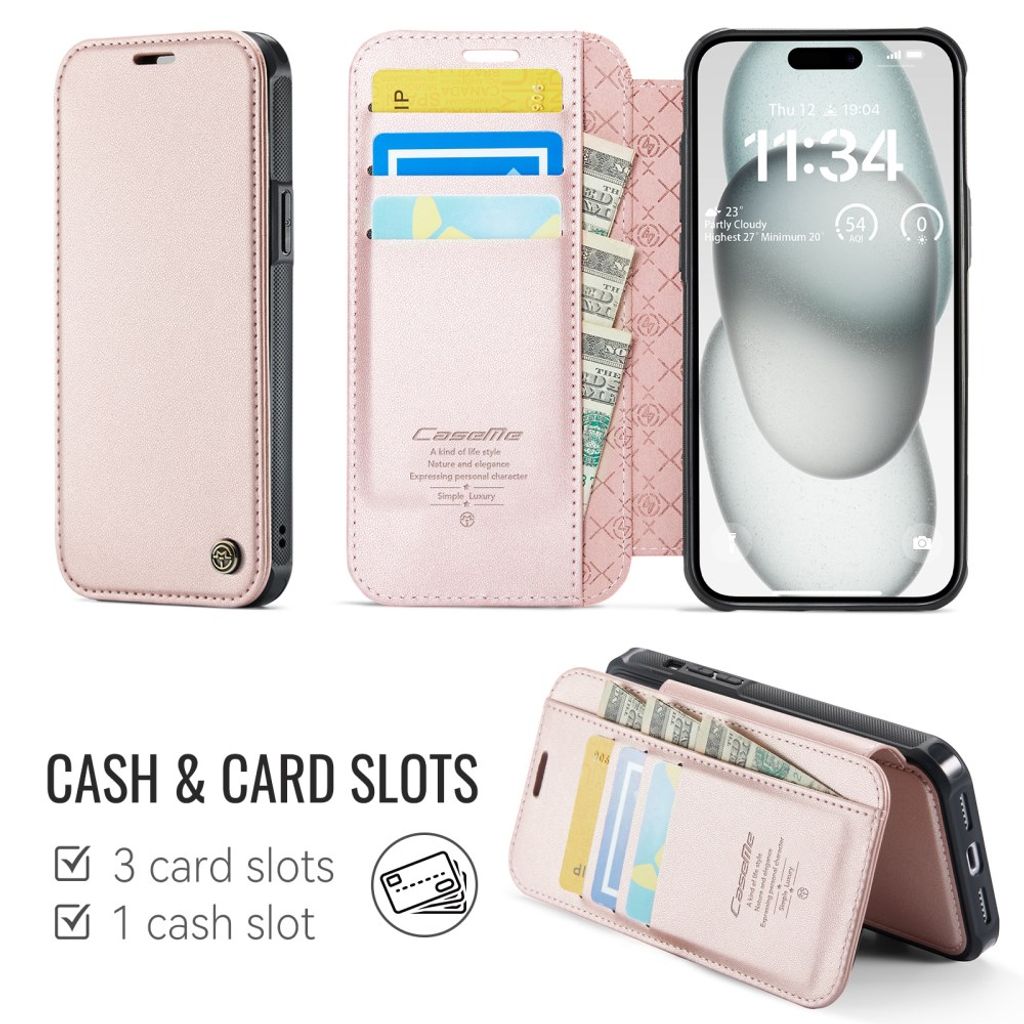 CASEME 053  iPhone 14 Flip Cover MagSafe RFID-blokerende - Lyserød