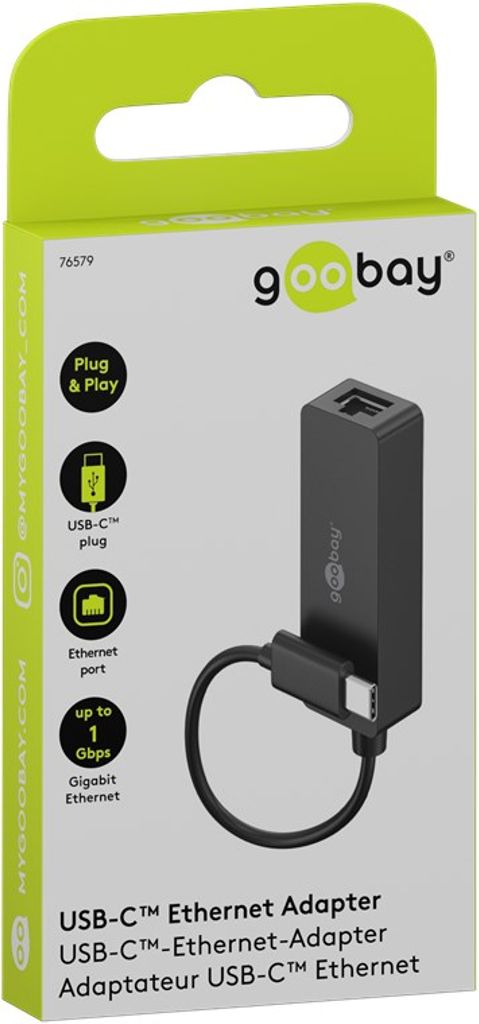 Goobay USB-C til Ethernet-adapter – Sort