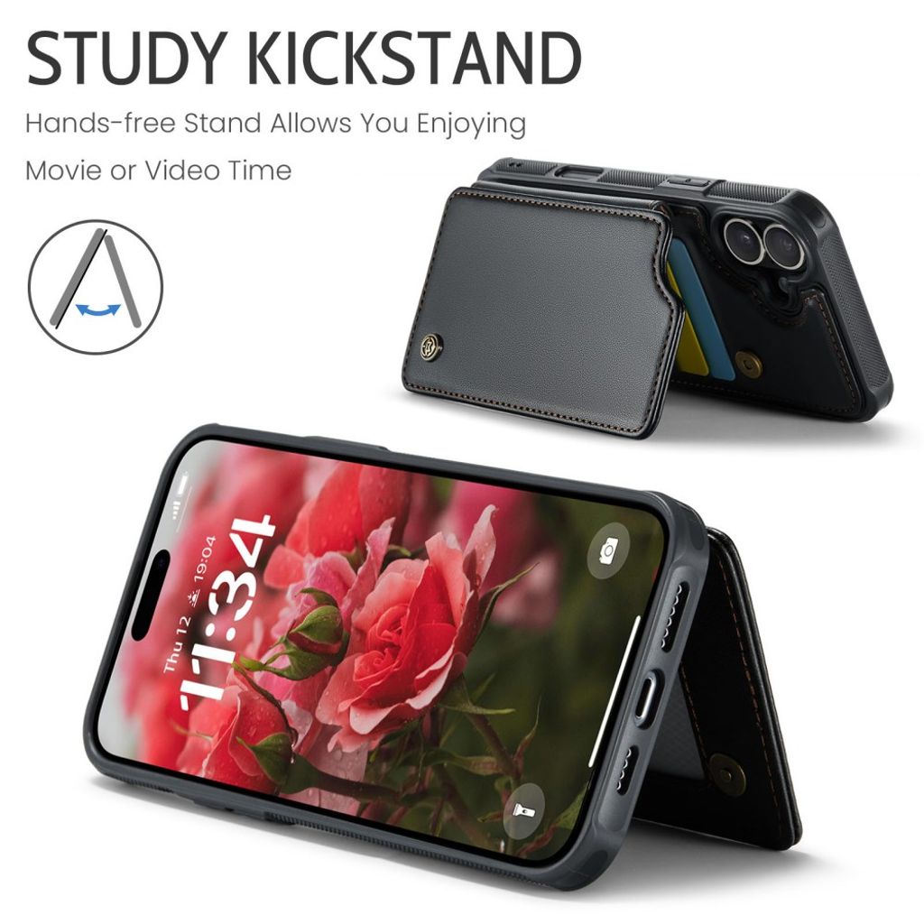 CASEME iPhone 16 Plus Case with 5 Card slots - Black